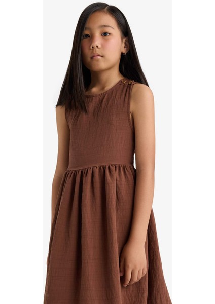 Kız Çocuk Bisiklet Yaka Askılı Yazlık Elbise F6455A825HS