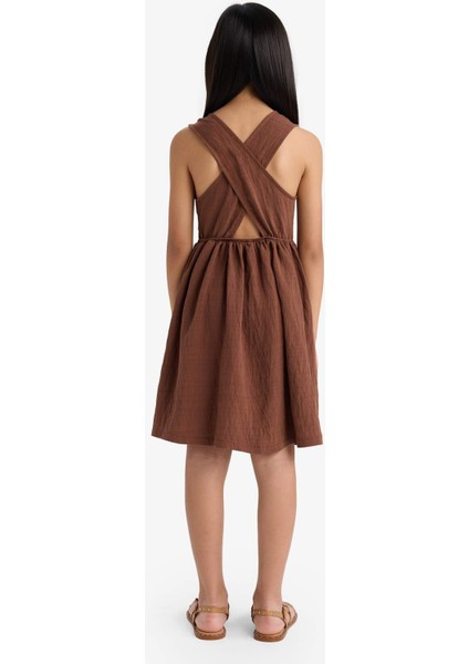 Kız Çocuk Bisiklet Yaka Askılı Yazlık Elbise F6455A825HS