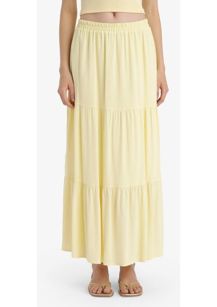 Yüksek Bel Pamuk Astarlı Krinkıl Viskon Maxi Etek D5033AX25SM