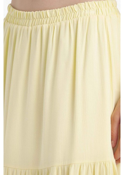 Yüksek Bel Pamuk Astarlı Krinkıl Viskon Maxi Etek D5033AX25SM