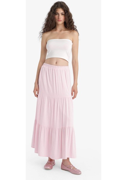 Yüksek Bel Pamuk Astarlı Krinkıl Viskon Maxi Etek D5033AX25SM