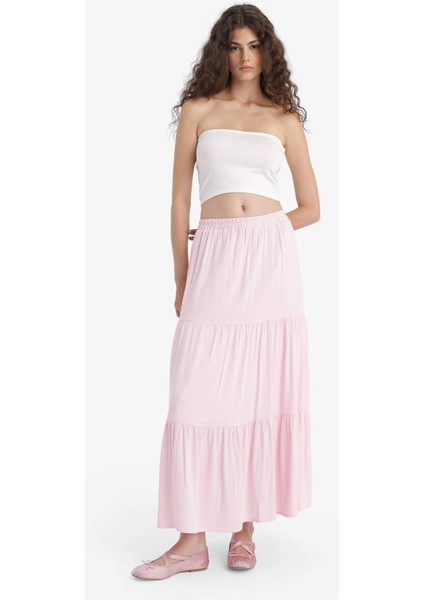 Yüksek Bel Pamuk Astarlı Krinkıl Viskon Maxi Etek D5033AX25SM
