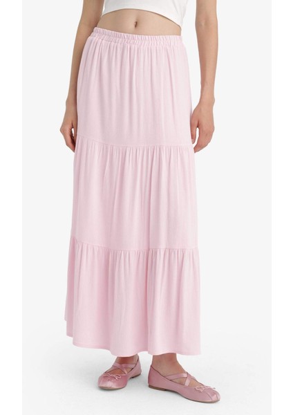 Yüksek Bel Pamuk Astarlı Krinkıl Viskon Maxi Etek D5033AX25SM