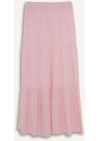 Yüksek Bel Pamuk Astarlı Krinkıl Viskon Maxi Etek D5033AX25SM