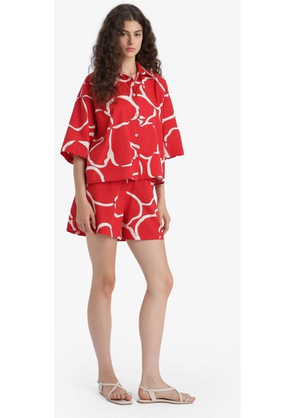 Normal Bel Desenli Kısa Paça Pamuklu Şort F6155AX25HS