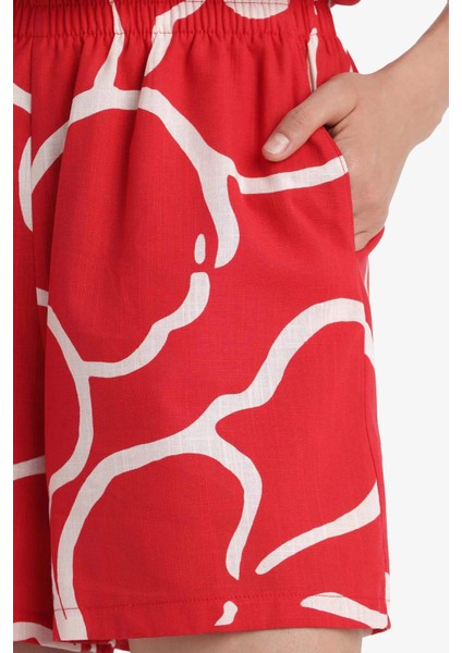 Normal Bel Desenli Kısa Paça Pamuklu Şort F6155AX25HS