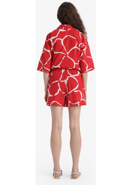 Normal Bel Desenli Kısa Paça Pamuklu Şort F6155AX25HS