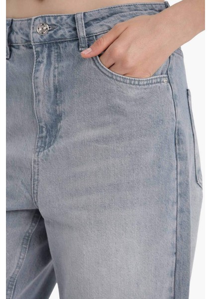 90's Wide Leg Yüksek Bel Uzun Jean Yıkamalı Pantolon F6336AX25HS