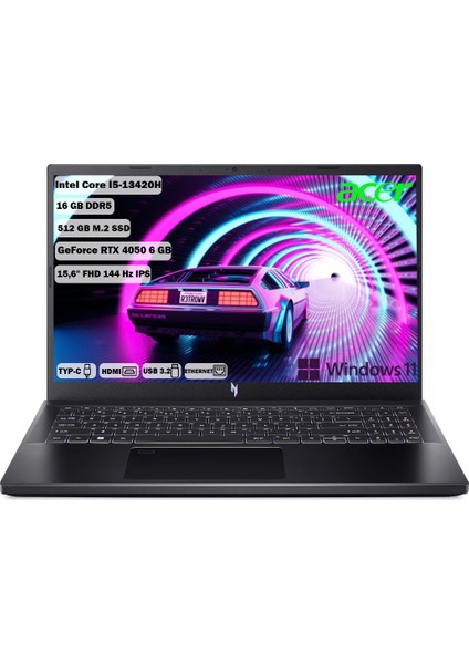 Nitro V 15 I5-13420H 16 GB 512 GB SSD RTX™ 4050- 6 GB 15,6" IPS FHD 144 Hz W11 Home NH.QNBEY.006+165