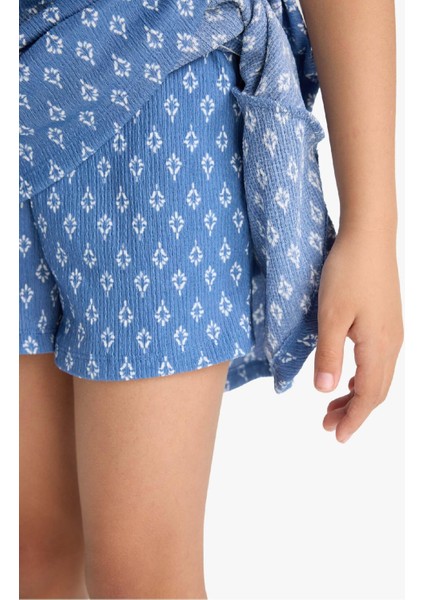 Kız Çocuk Beli Lastikli Desenli Volanlı Etek F6422A825HS