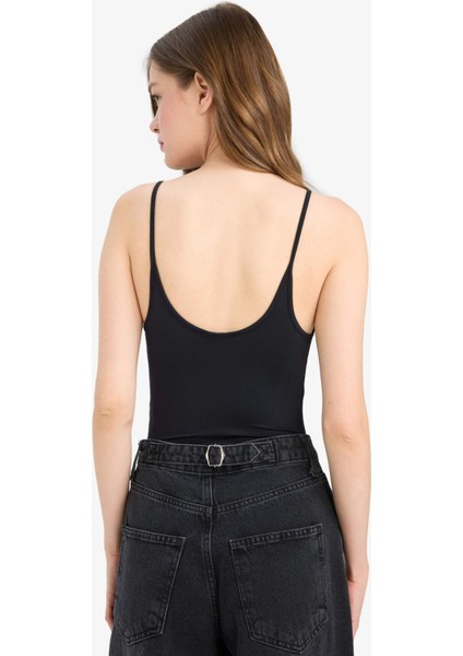 Basic Düz Askılı Siyah Çıtçıtlı Body F4207AX25SM