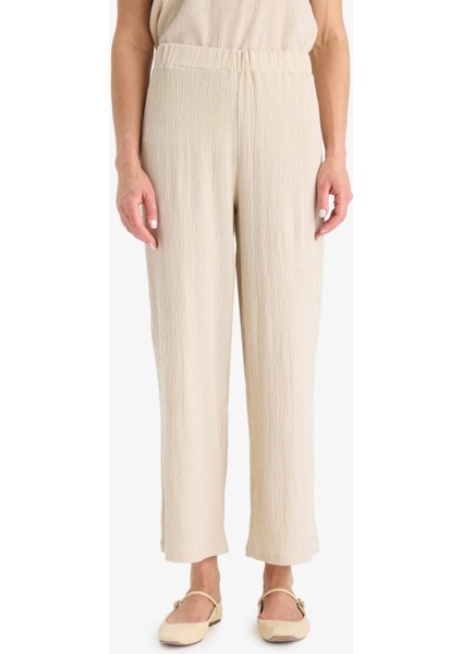 Beli Lastikli Düz Paça Bürümcük Pantolon F6166AX25SM