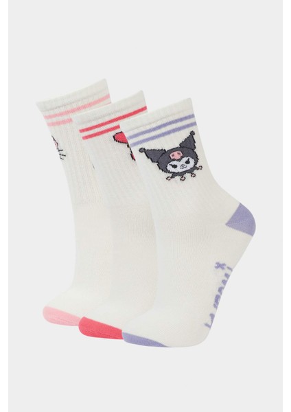 Kız Çocuk Hello Kitty 3'lü Pamuklu Uzun Çorap F6704A8NS