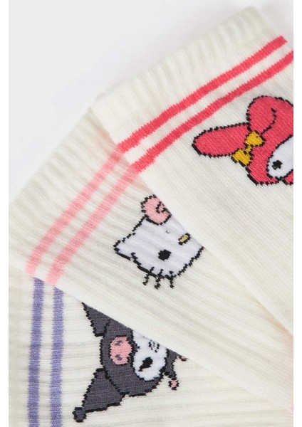 Kız Çocuk Hello Kitty 3'lü Pamuklu Uzun Çorap F6704A8NS