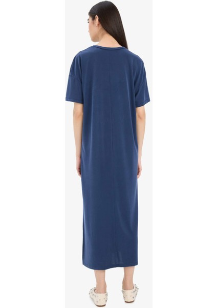 Bisiklet Yaka Modal Kısa Kollu Midi Yazlık Elbise F6500AX25SM
