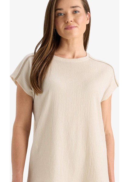 Bisiklet Yaka Bürümcük Kısa Kollu Tişört F6300AX25HS