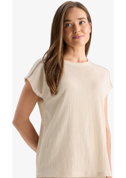 Bisiklet Yaka Bürümcük Kısa Kollu Tişört F6300AX25HS