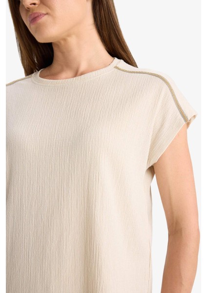 Bisiklet Yaka Bürümcük Kısa Kollu Tişört F6300AX25HS