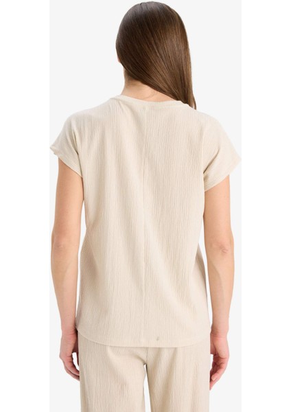 Bisiklet Yaka Bürümcük Kısa Kollu Tişört F6300AX25HS