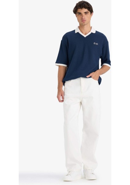 %100 Pamuk Baggy Fit Geniş Paça Jean Pantolon F6646AX25SM