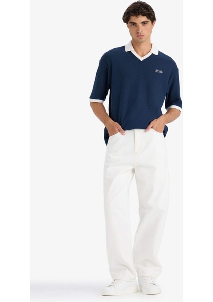 %100 Pamuk Baggy Fit Geniş Paça Jean Pantolon F6646AX25SM