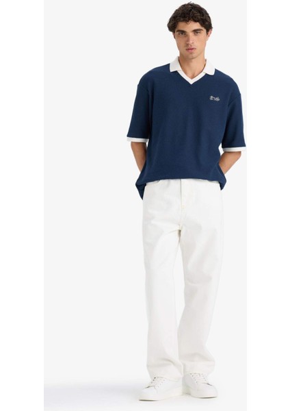 %100 Pamuk Baggy Fit Geniş Paça Jean Pantolon F6646AX25SM