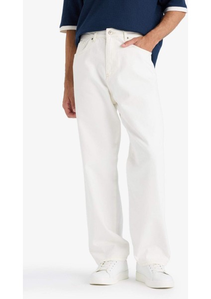 %100 Pamuk Baggy Fit Geniş Paça Jean Pantolon F6646AX25SM