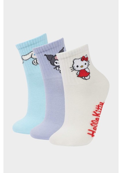 Kız Çocuk Hello Kitty 3'lü Pamuklu Uzun Çorap F6702A8NS