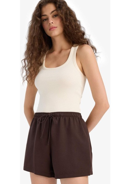 Normal Bel Kısa Paça Keten Karışımlı Şort F6365AX25HS