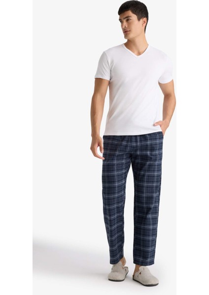 Regular Fit Beli Bağcıklı Cepli Uzun Boy Kareli Pijama Altı C6118AX25WN