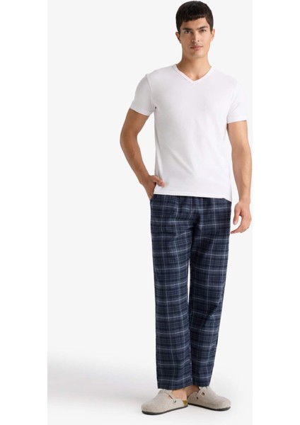 Regular Fit Beli Bağcıklı Cepli Uzun Boy Kareli Pijama Altı C6118AX25WN