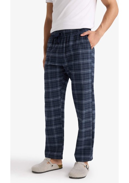 Regular Fit Beli Bağcıklı Cepli Uzun Boy Kareli Pijama Altı C6118AX25WN