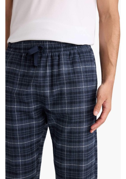 Regular Fit Beli Bağcıklı Cepli Uzun Boy Kareli Pijama Altı C6118AX25WN