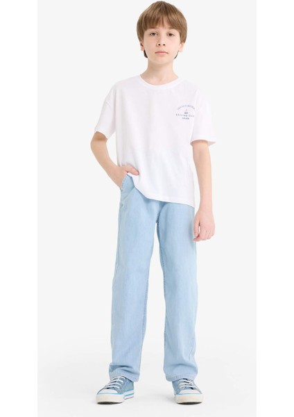 Erkek Çocuk Beli Lastikli Düz Paça Jean Pantolon F6899A825SM