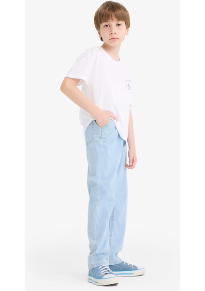 Erkek Çocuk Beli Lastikli Düz Paça Jean Pantolon F6899A825SM
