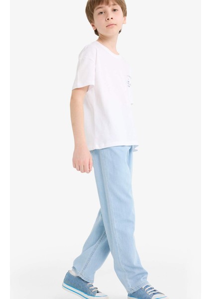 Erkek Çocuk Beli Lastikli Düz Paça Jean Pantolon F6899A825SM