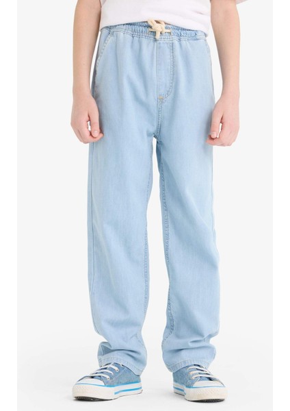 Erkek Çocuk Beli Lastikli Düz Paça Jean Pantolon F6899A825SM