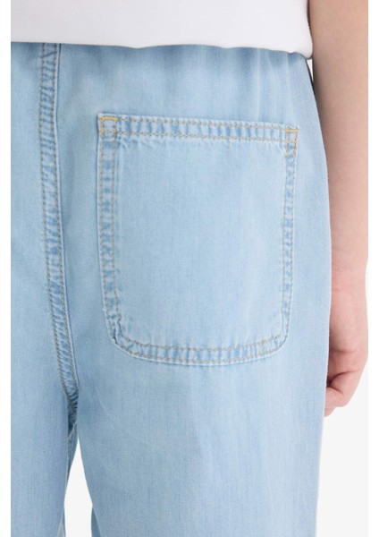 Erkek Çocuk Beli Lastikli Düz Paça Jean Pantolon F6899A825SM
