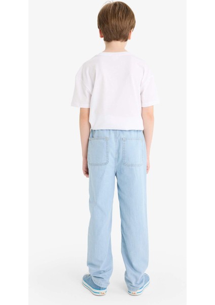 Erkek Çocuk Beli Lastikli Düz Paça Jean Pantolon F6899A825SM