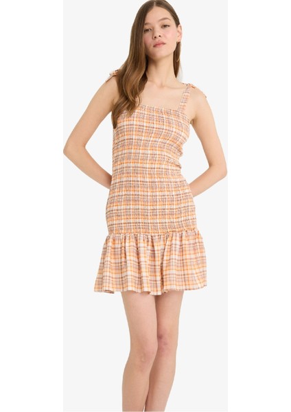 Coool Kareli Askılı Mini Elbise F5131AX25SM