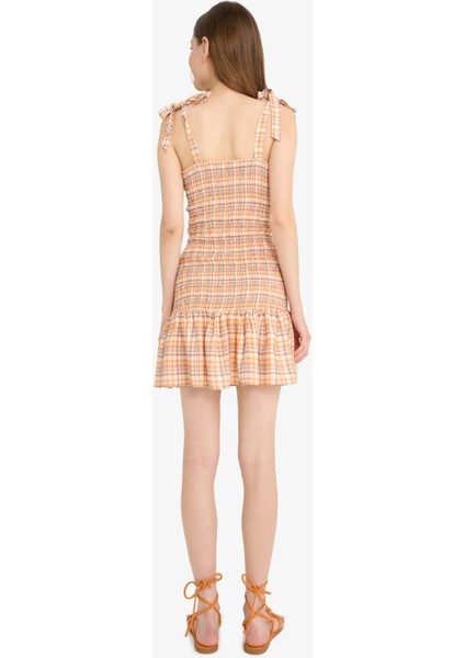 Coool Kareli Askılı Mini Elbise F5131AX25SM