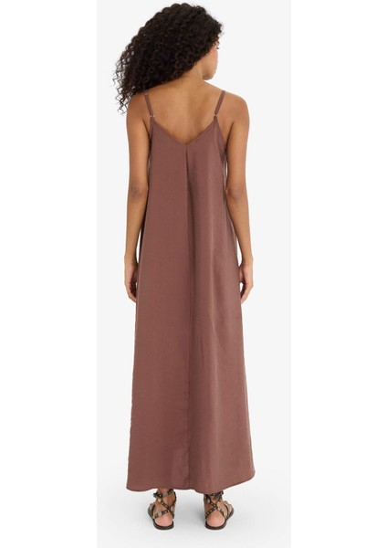 V Yaka Modal Askılı Maxi Elbise F6466AX25SM