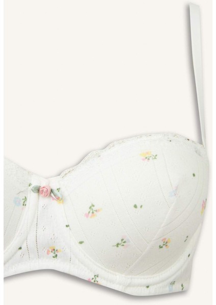 Dantel Detaylı Kaplı Pedsiz Balenli Balkonet Sütyen F6140AX25AU