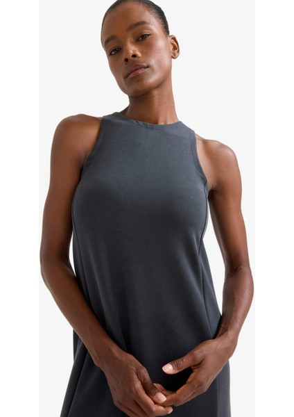 Fit Yuvarlak Yaka Modal Kolsuz Midi Elbise F6186AX25SM