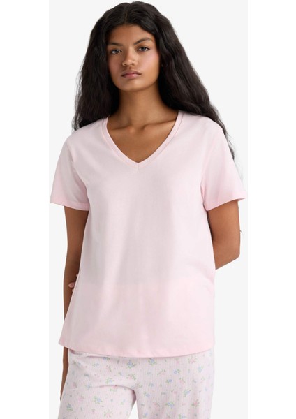 Pijama Takımı Regular Fit Kısa Kollu Üst Uzun Alt-Fall in Love F6987AX25AU