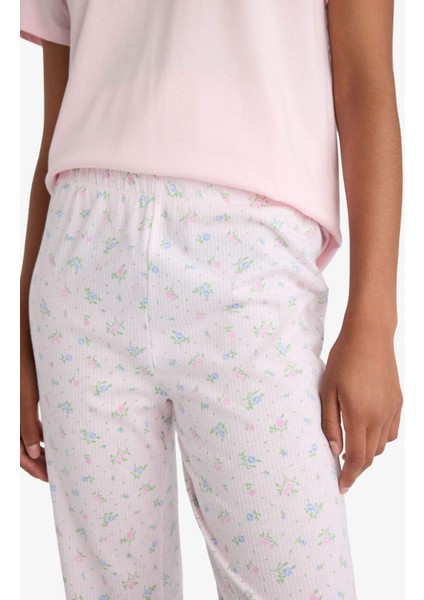 Pijama Takımı Regular Fit Kısa Kollu Üst Uzun Alt-Fall in Love F6987AX25AU