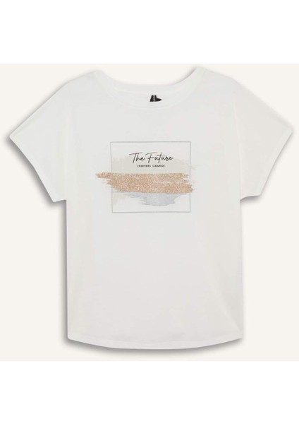 Regular Fit Bisiklet Yaka Baskılı Kısa Kollu Tişört F6326AX25HS