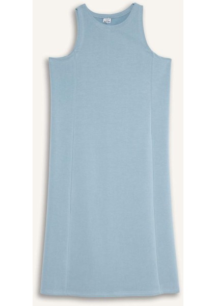 Fit Yuvarlak Yaka Modal Kolsuz Midi Elbise F6186AX25SM