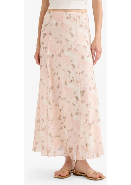 A Kesim Çiçekli Normal Bel Tül Maxi Etek F7108AX25SM
