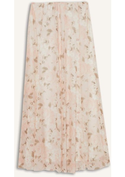 A Kesim Çiçekli Normal Bel Tül Maxi Etek F7108AX25SM